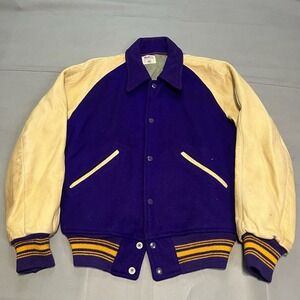 True VTG 70s HOLT Purple Wool Varsity Jacket‎ Letterman Men Japan Y2K Lined-40-